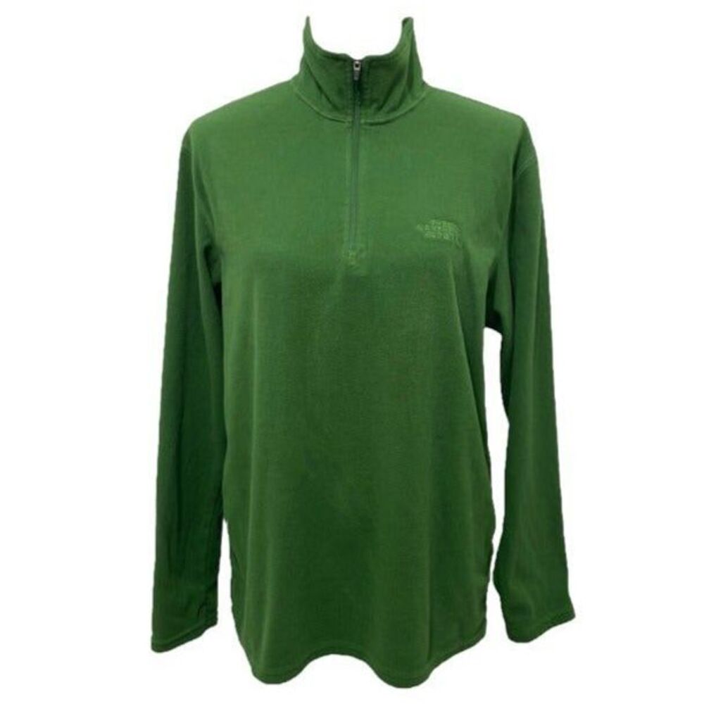 The North Face Men's Fleece Sweatshirt Green Long Sleeve High Neck Size Medium